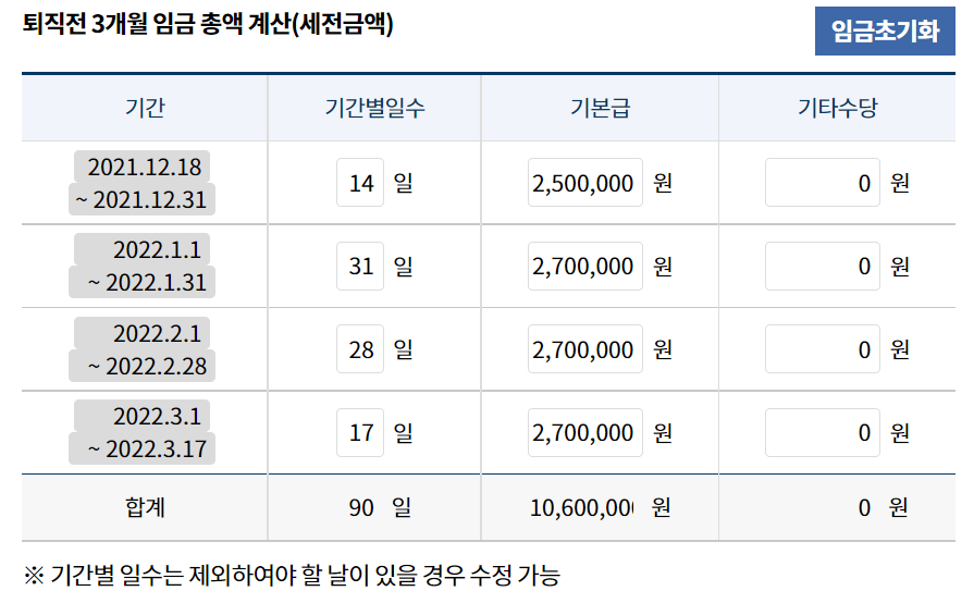 퇴직금 계산기