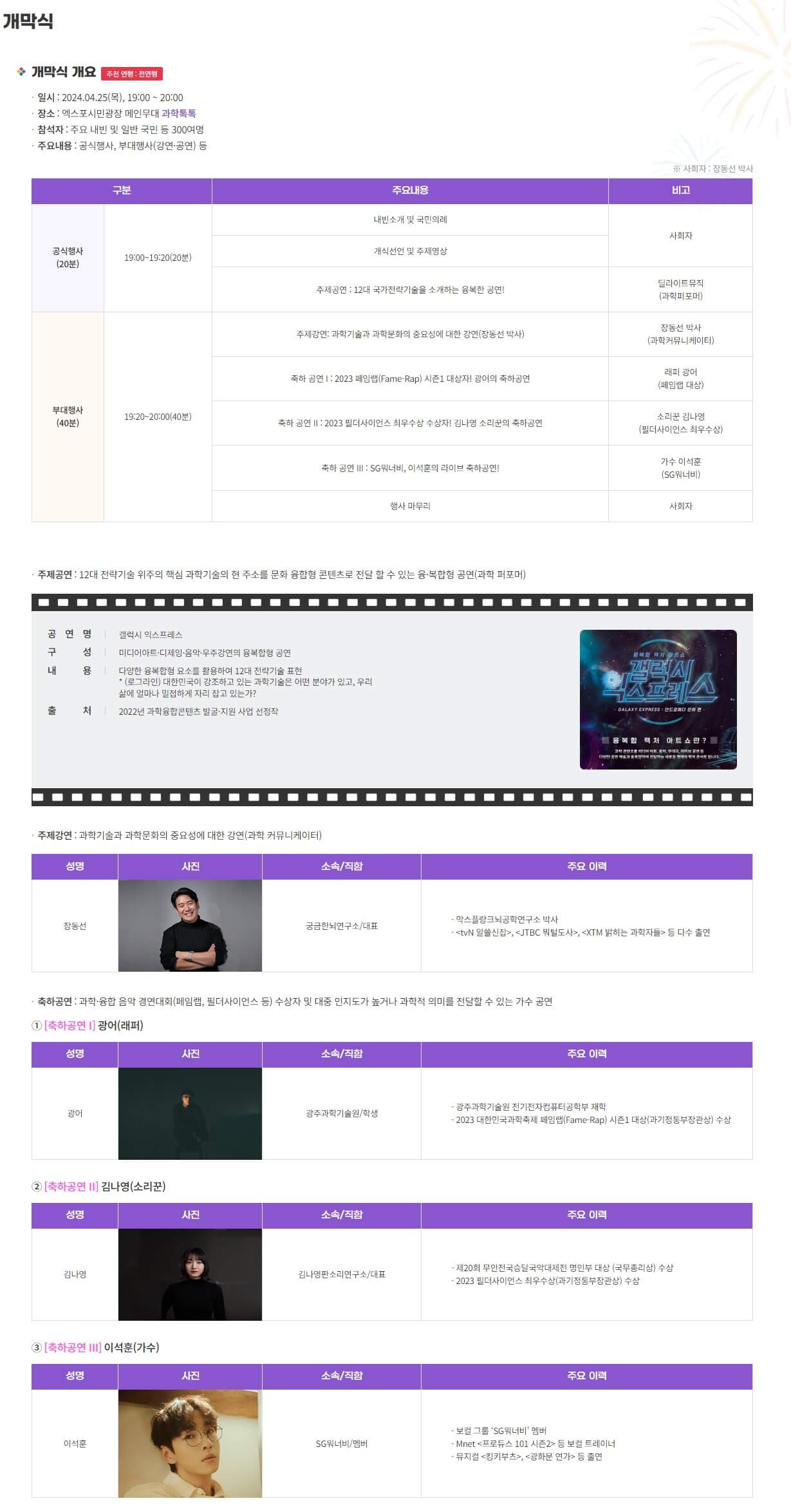 개막식 일정
