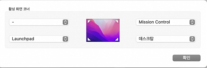 핫코너 옵션