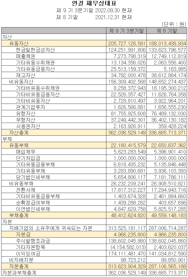 덕산네오룩스 - 재무상태표