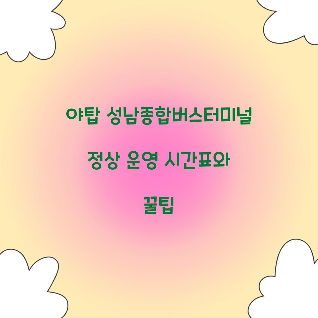야탑 성남종합버스터미널 정상 운영