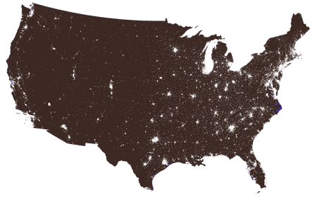 미국 인구 분포 지도 US Population Distribution Map