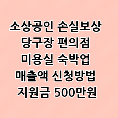  소상공인 손실보상 당구장 편의점 미용실 숙박업 매출액 신청방법 지원금 500만원