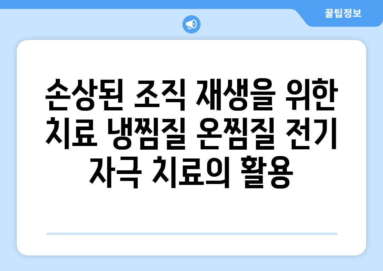 손상된 조직 재생을 위한 치료 냉찜질 온찜질 전기 자극 치료의 활용