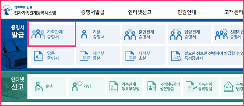 전자가족관계등록시스템