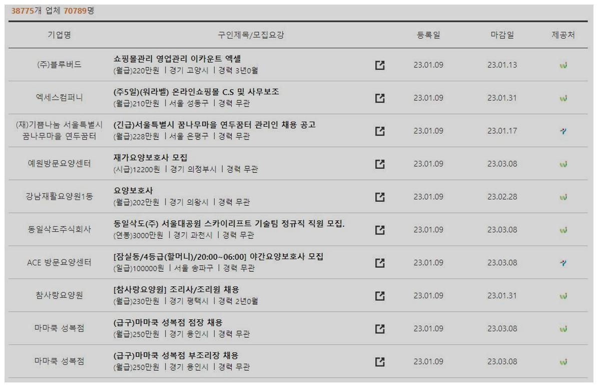 서울시청일자리