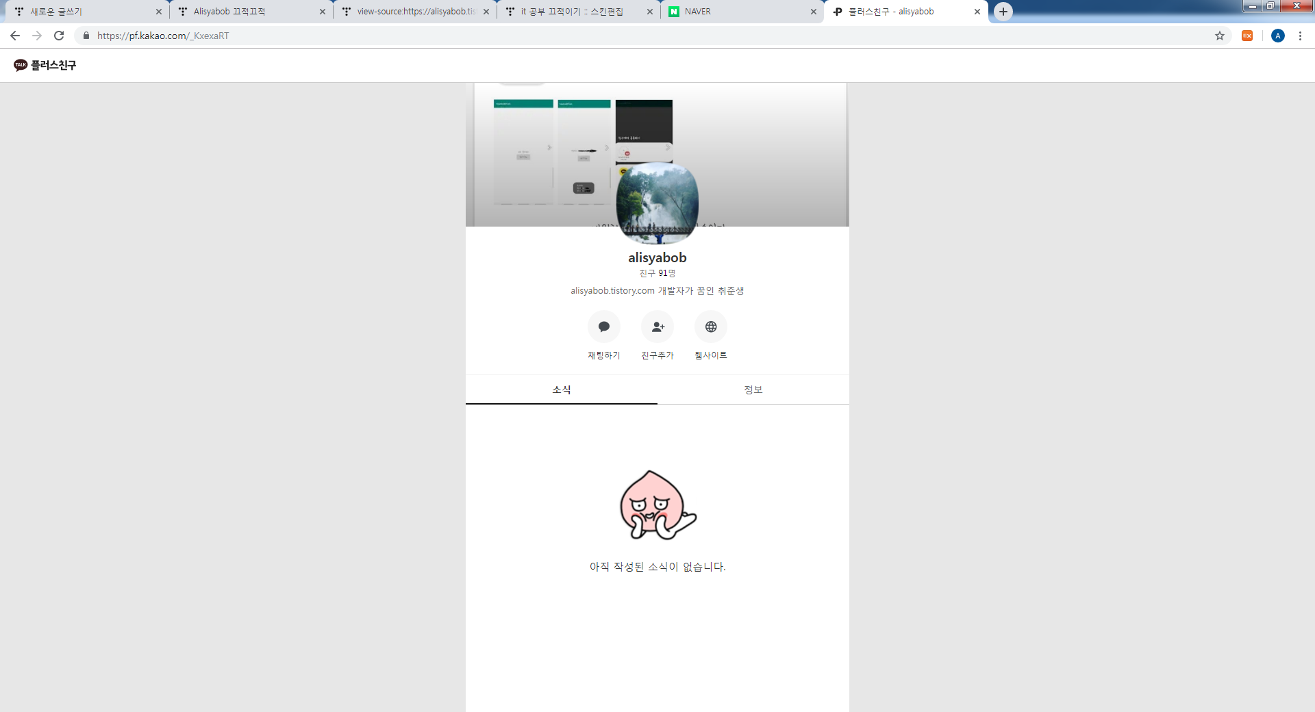  블로그에 카카오 플러스 친구(채널) 추가