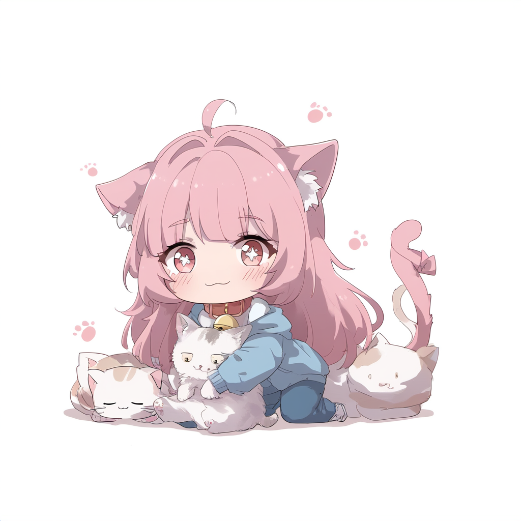 SD character and cat