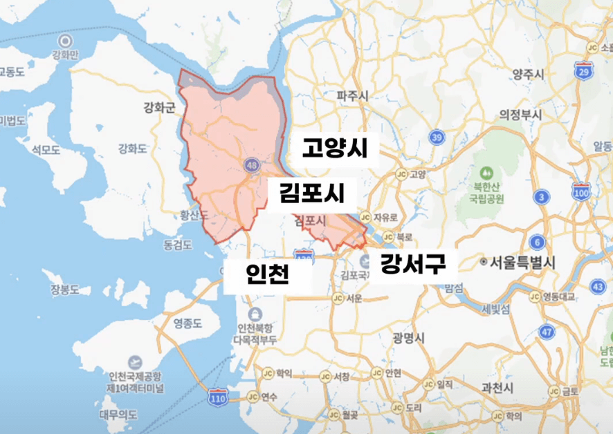 김포시-주변도시-지도