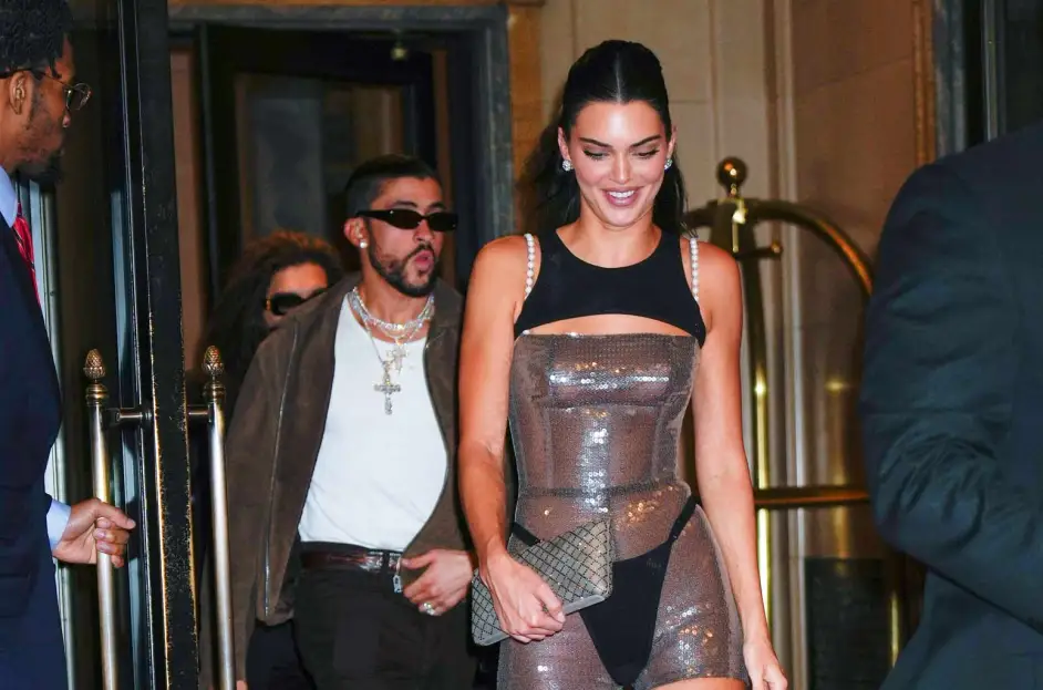 Kendall-Jenner-and-Bad Bunny-are-seen-heading-to-a-Met-Gala-afterparty-on-May-01&#44;-2023-in-New-York-City.