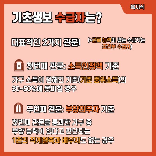 기초생활수급자 자격 요건