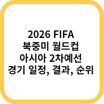 2026 FIFA 북중미 월드컵 아시아 2차예선 경기 일정, 결과, 순위