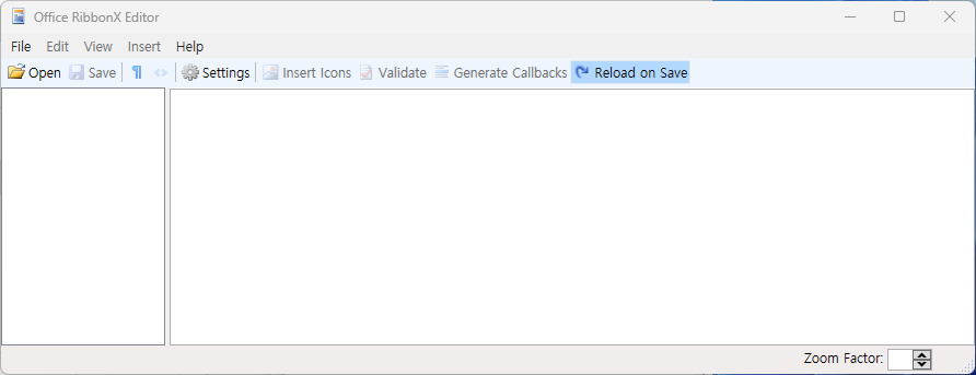 Office RibbonX Editor 실행 화면