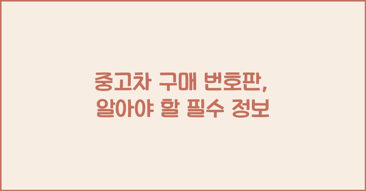 중고차 구매 번호판