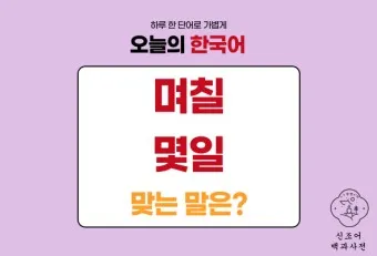 며칠 몇일 맞춤법 뭐가 맞을까_7