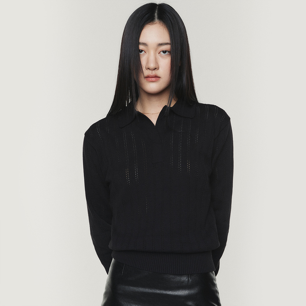 몽돌 펀칭 카라 니트 mdts013black