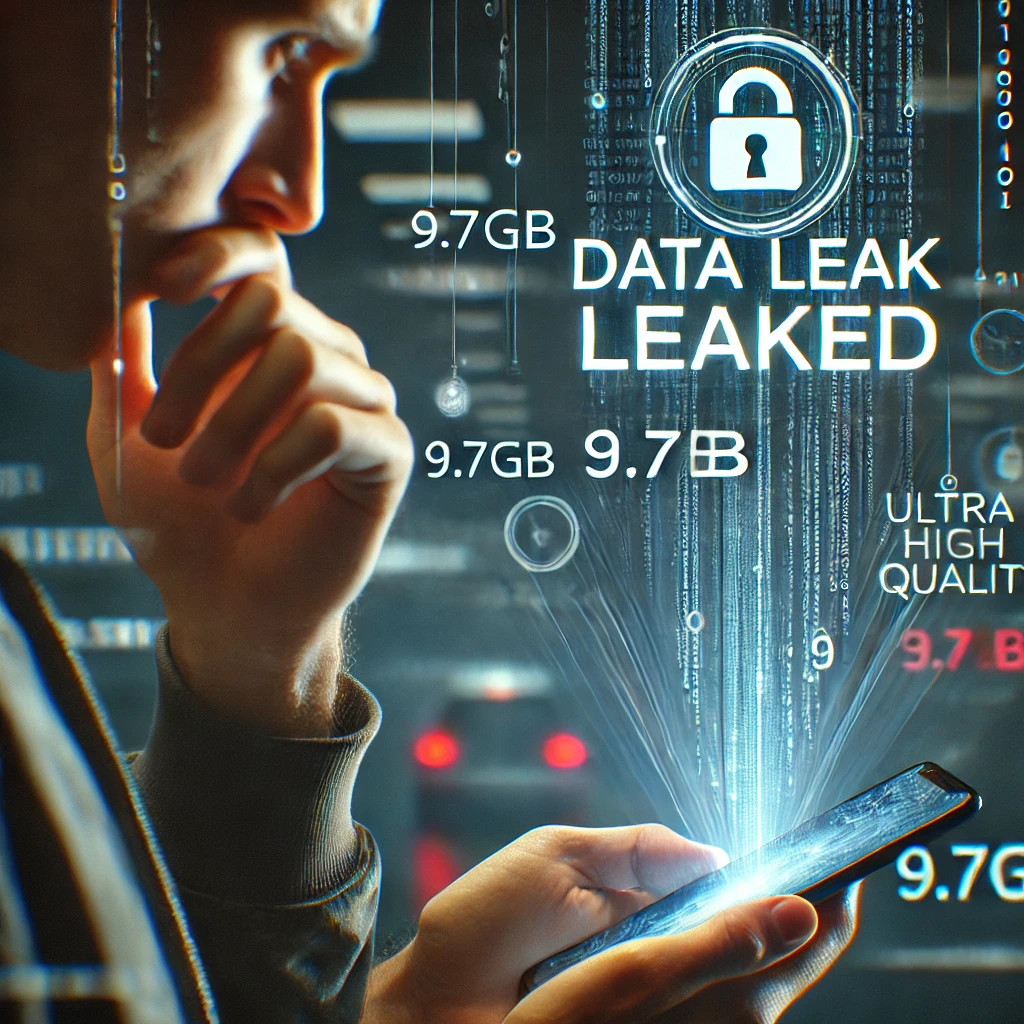 9.7GB 데이터 유출을 나타내는 홀로그램 데이터 스트림