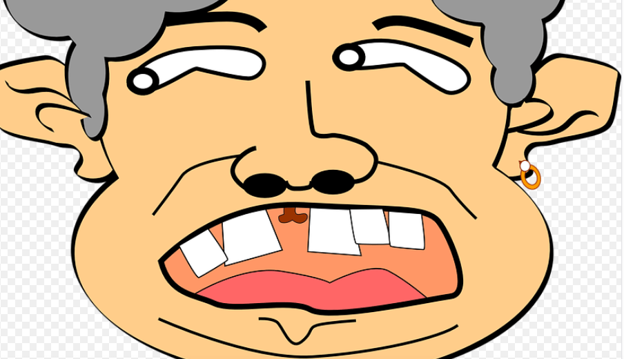 불규칙한 치아를 가지고 있는 남자
