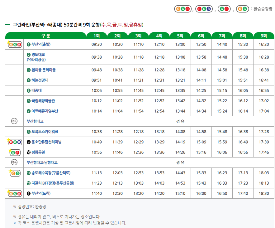 그린라인 시간표