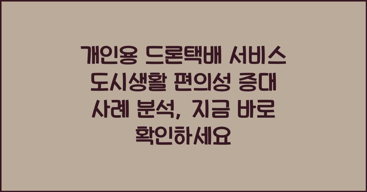 개인용 드론택배 서비스 도시생활 편의성 증대 사례 분석