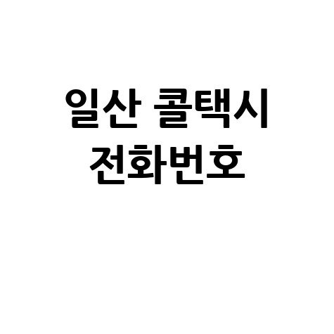 일산 콜택시 전화번호 안내 및 서비스 소개