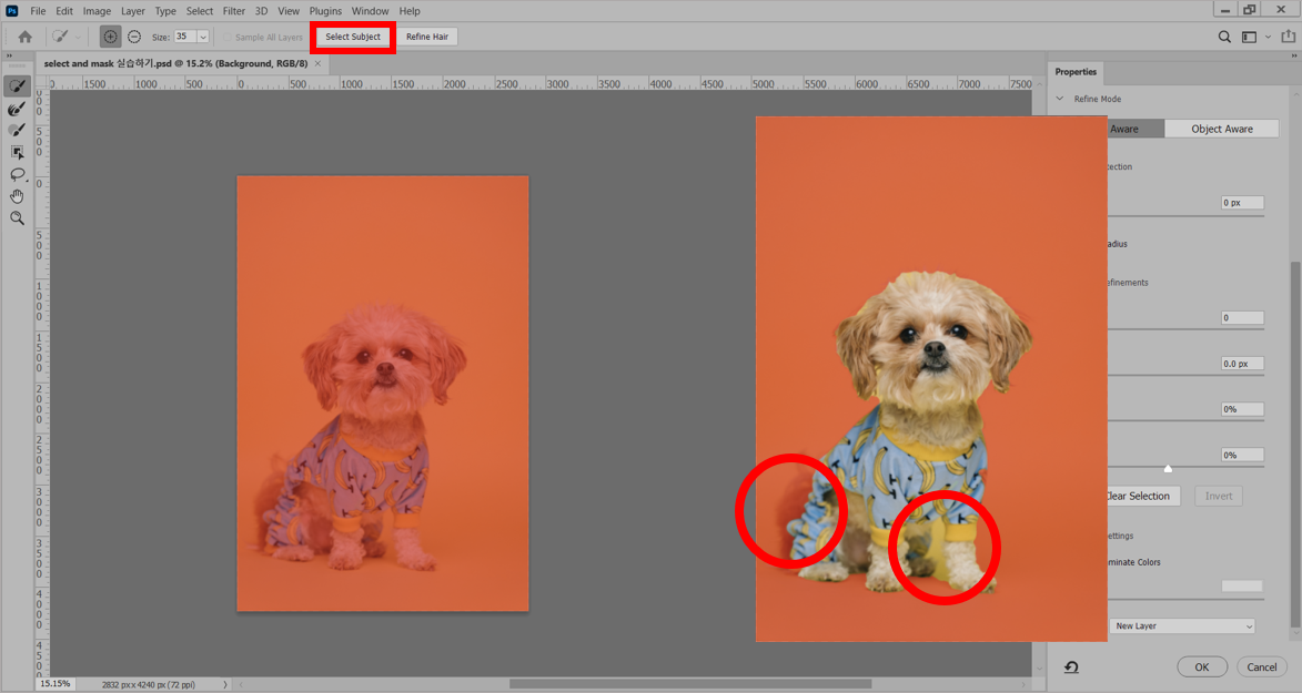 포토샵 이미지 누끼 따기 - Select Subject 클릭하기
