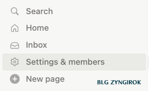 Settings &amp; Members 메뉴 항목 모습이다.