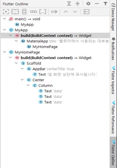Flutter Outline 화면