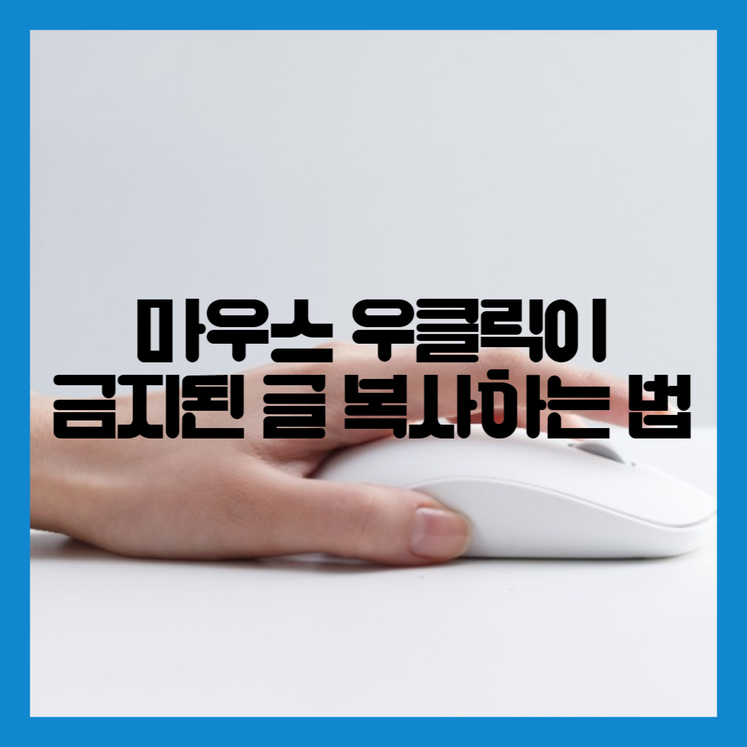 마우스 우클릭 금지된 글 복사하기