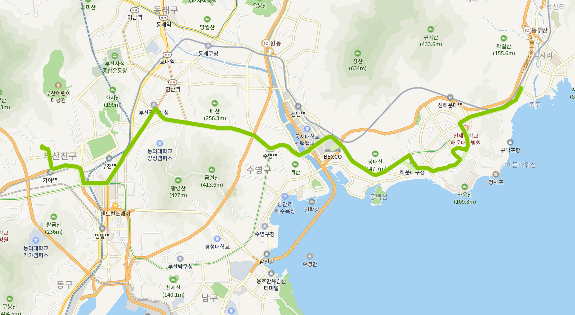  부산141번버스  노선, 시간표(송정해수욕장, 해운대 백병원, 벡스코, 서면역)