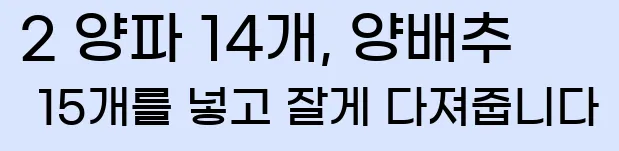  2 양파 14개, 양배추 15개를 넣고 잘게 다져줍니다