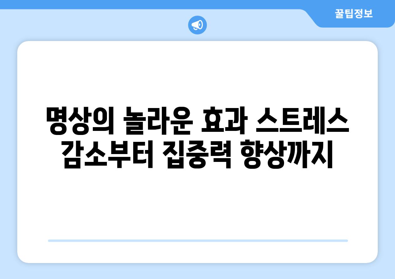 명상의 놀라운 효과 스트레스 감소부터 집중력 향상까지