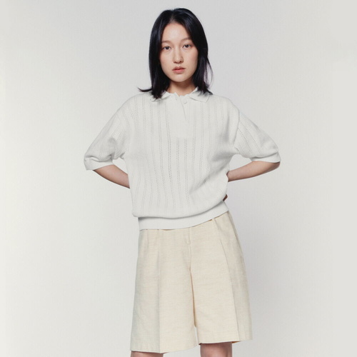 몽돌 펀칭 반팔 카라 니트 mdts020ivory