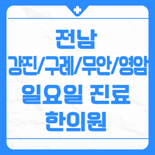 전남 강진 구례 무안 영암 일요일 진료 한의원