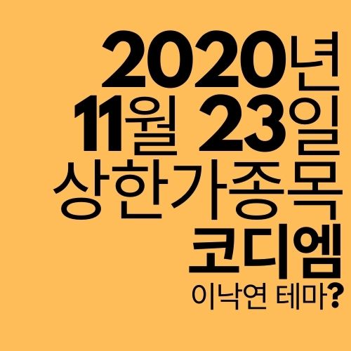  [상한가 종목] 코디엠 (이낙연 테마?)