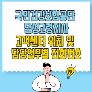 국민건강보험공단 달성고령지사 고객센터 위치 및 담당업무별 전화번호