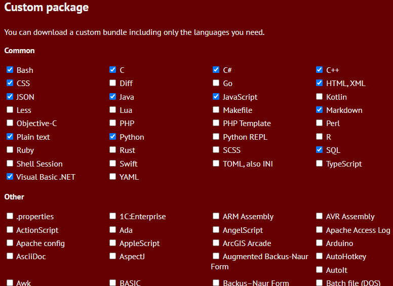 highlight.js language 선택