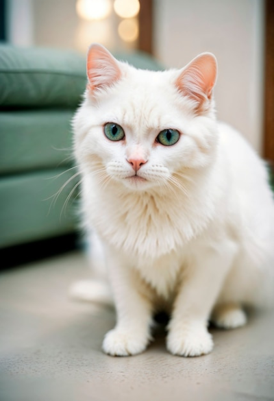 찡그린 표정의 고양이