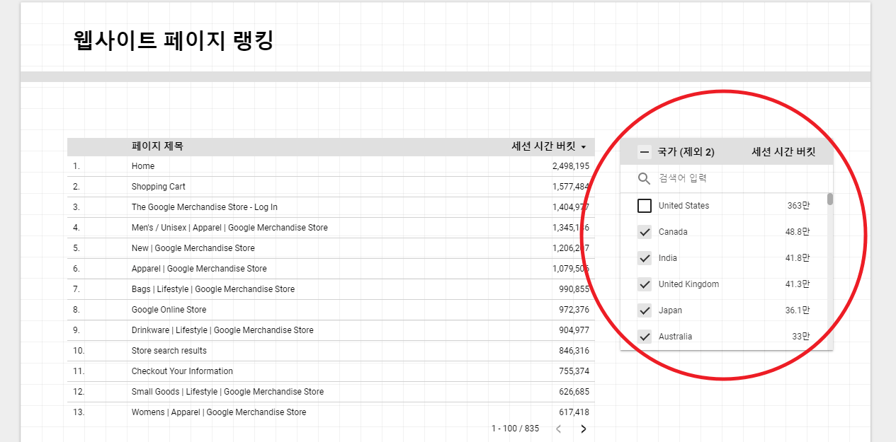 고정 크기 목록 컨트롤 화면