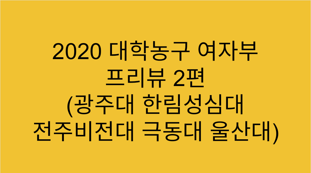  [대학리그] 2020 대학농구 여자부 프리뷰 2편 (광주대, 한림성심대, 전주비전대, 극동대,  울산대)