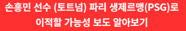 손흥민 선수 (토트넘) 파리 생제르맹(PSG)로 이적할 가능성 보도