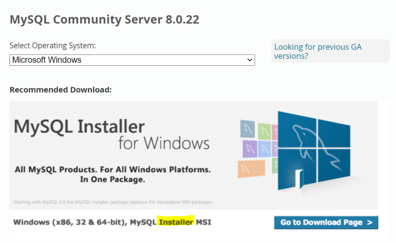 mysql 다운로드 window