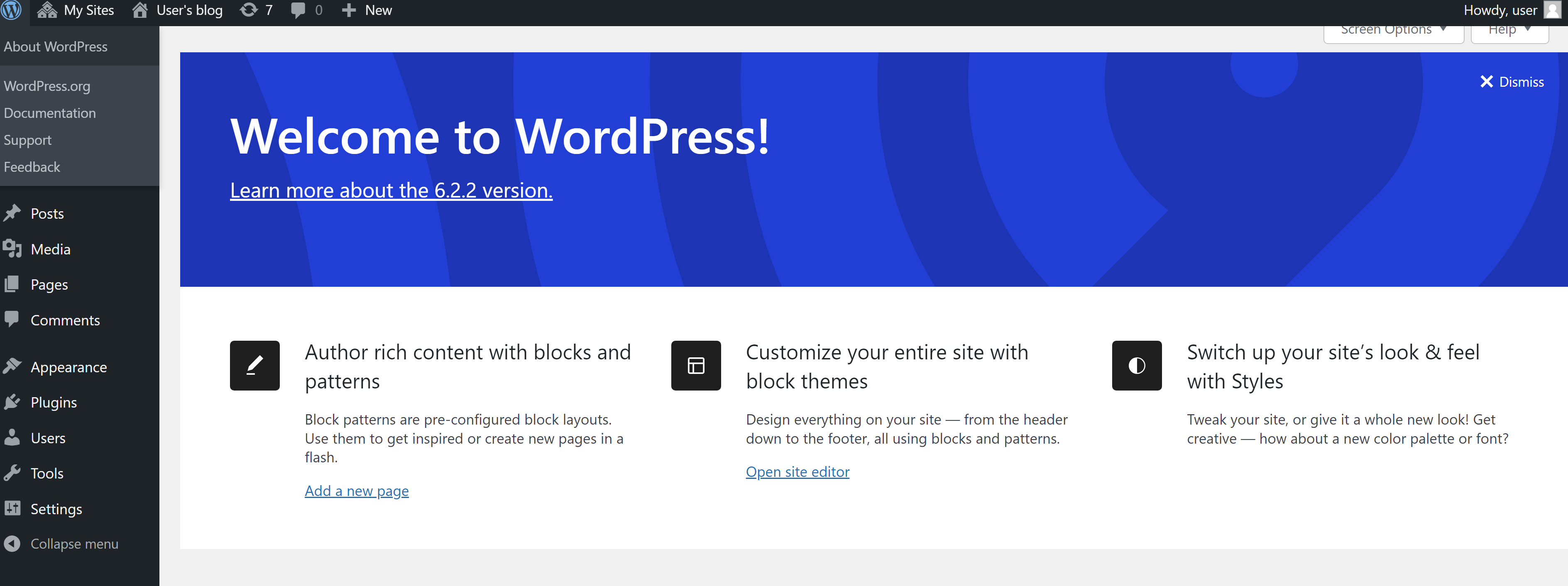WordPress admin screen WordPress admin screen