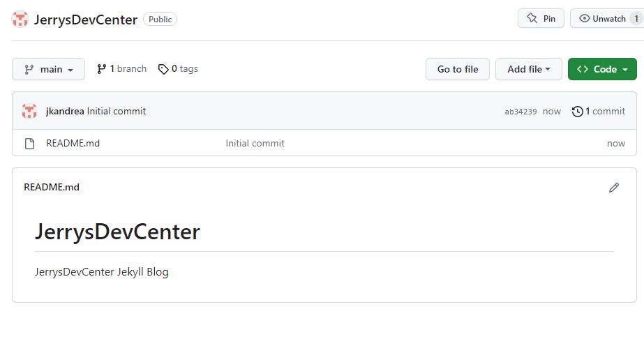 깃허브 Repository 생성 성공 화면