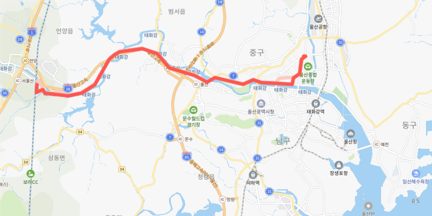  울산 5003번 버스 시간표, 노선 정보[울산 KTX 역 , 삼호교, 태화동, 학성공원, 병영사거리]