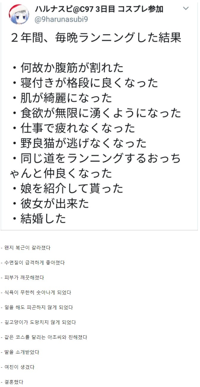 2년간 매일 달리기 운동을 한 결과