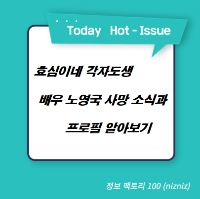  효심이네 각자도생 배우 노영국 사망 소식과 프로필 알아보기
