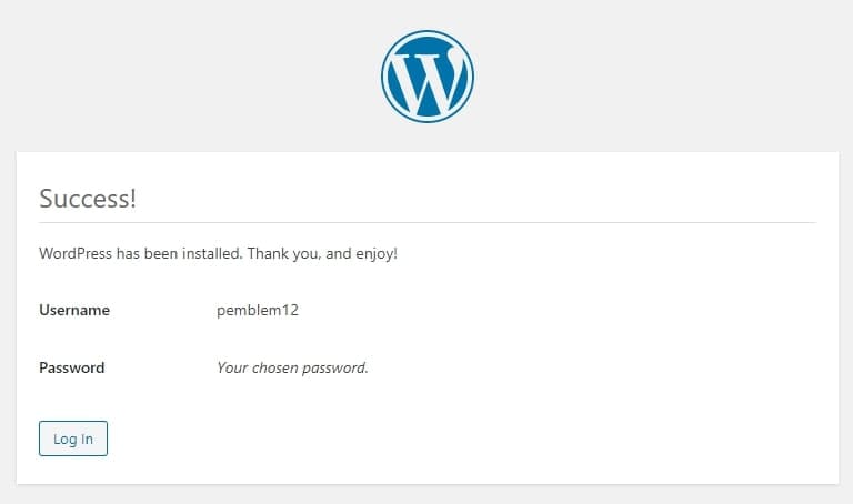 워드프레스 설치 성공