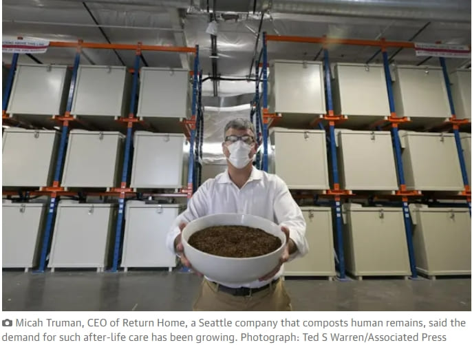 미국의 인간 퇴비화 찬반 논란 VIDEO: Human Composting Offers Green Alternative To Burial And Cremation