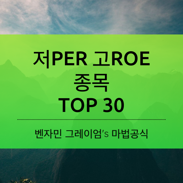 [마법공식] 2023년 1월 저PER 고ROE 종목 TOP 30